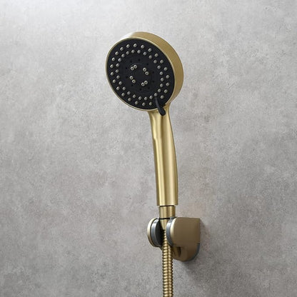 Tecmolog Brushed Gold Handheld Shower Head Holder ABS Wall Mount Shower Wand Hose Sprayer Holder Bracket, ST01J2