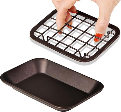 SheeChung Kitchen and Bathroom Soap Dish Tray - Metal Soap Dish Tray with Drainage Grid and Holder for Kitchen Sink Countertops to Store Soap, Sponges, Scrubbers - Rust Resistant (1 Pack, Bronze)