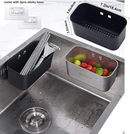 Multifunction Sink Strainer Kitchen Food Catcher Sink Strainer Basket for Filter Kitchen Waste and Wash Vegetables Fruits… (Black)