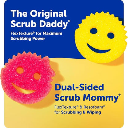 Scrub Daddy 4 Scrub Daddy Sponges & 4 Scrub Mommy Kitchen Sponges - Scratch-Free for Dishes & Multipurpose Cleaning - BPA Free & Made with Polymer Foam - Stain & Odor Resistant (8 Pack)