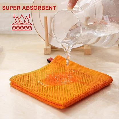 Kitinjoy 100% Cotton Kitchen Dish Cloths (12 X 12 Inches, Orange), 12 Pack Waffle Weave Ultra Soft Absorbent Dish Towels for Drying Dishes Quick Drying Kitchen Towels Dish Rags