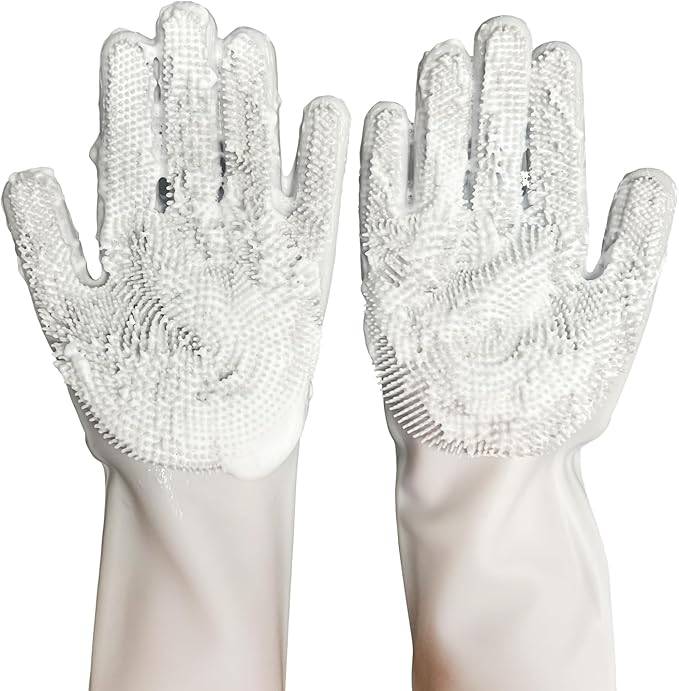 Silicone Magic Gloves: Ultimate Cleaning Gloves for Dishwashing, Kitchen, Pet, and Car - Heat & Cold Resistant, Non-Slip, Reusable - Eco-Friendly Scrubbing Gloves for Household Cleaning Food Grade