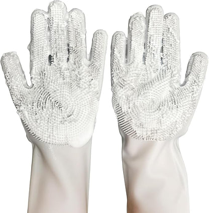 Silicone Magic Gloves: Ultimate Cleaning Gloves for Dishwashing, Kitchen, Pet, and Car - Heat & Cold Resistant, Non-Slip, Reusable - Eco-Friendly Scrubbing Gloves for Household Cleaning Food Grade