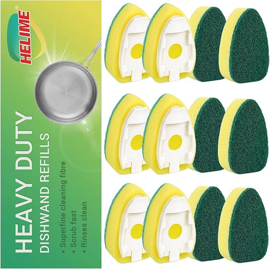 Dishwand Refills Sponges Heads - Non Scratch Dish Wand Refill Replacement, Heavy Duty Scrub Dots Brushes Dispenser, Soap Dispensing Scrubbers, Dishwashing Cleaner Supplies Kitchen Sink Dishwasher Tool