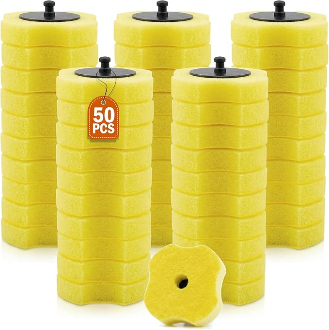 50PCS Toilet Bowl Wand Refills, Replacement Heads for Bathroom Washroom Cleaning Pads, Disposable Toilet Brush Refills Compatible with Household Brushes Scrubbers Cleaning Refill Lemon Fresh Yellow