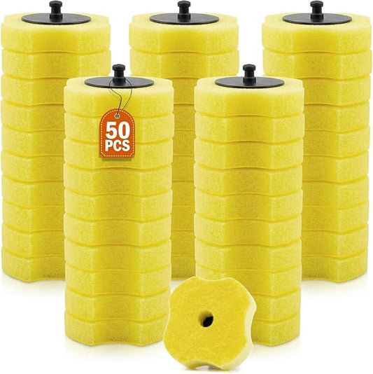 50PCS Toilet Bowl Wand Refills, Replacement Heads for Bathroom Washroom Cleaning Pads, Disposable Toilet Brush Refills Compatible with Household Brushes Scrubbers Cleaning Refill Lemon Fresh Yellow