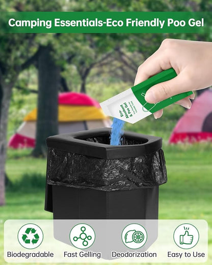 Portable Toilet Gel 20 Packs Camp Toilet Gel Portable Poo Gel for Powder Absorbent Powder for Outdoor Camping Hiking Emergency