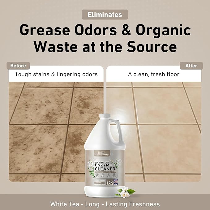 Creative Scents Multipurpose Enzyme Cleaner & Odor Remover | Super Concentrated for Floor, Carpet, Drain | Pet Urine Odor Eliminator | Enzyme Cleaner for Cat Urine & Dog Poop | 1 Gallon - White Tea