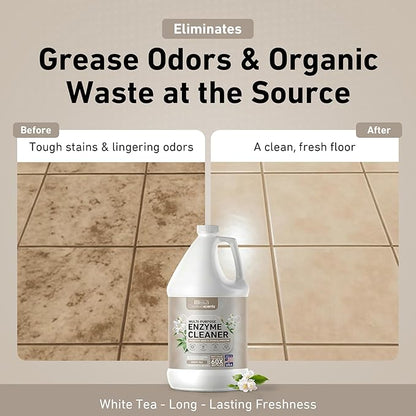 Creative Scents Multipurpose Enzyme Cleaner & Odor Remover | Super Concentrated for Floor, Carpet, Drain | Pet Urine Odor Eliminator | Enzyme Cleaner for Cat Urine & Dog Poop | 1 Gallon - White Tea