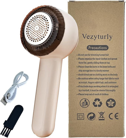 Electric Lint Removers,Rechargeable Fabric Shaver with 6 Leaf Blades Useful for Clothes, Furniture, Sofas, Blankets (Beige)