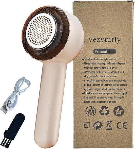 Electric Lint Removers,Rechargeable Fabric Shaver with 6 Leaf Blades Useful for Clothes, Furniture, Sofas, Blankets (Beige)