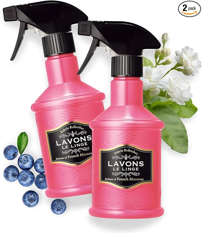 LAVONS Fabric Spray Freshener for Carpet Fresh, Pet Safe Linen Spray for Bedding, Organic Fabric Refresher Spray for Home & Offices, Natural Carpet Freshener from Japan, 12.5 Fl Oz FRENCH MACARON 2EA