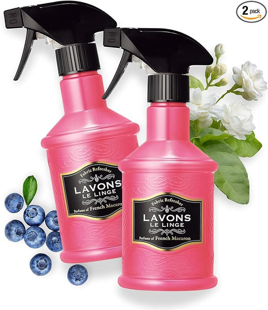 LAVONS Fabric Spray Freshener for Carpet Fresh, Pet Safe Linen Spray for Bedding, Organic Fabric Refresher Spray for Home & Offices, Natural Carpet Freshener from Japan, 12.5 Fl Oz FRENCH MACARON 2EA