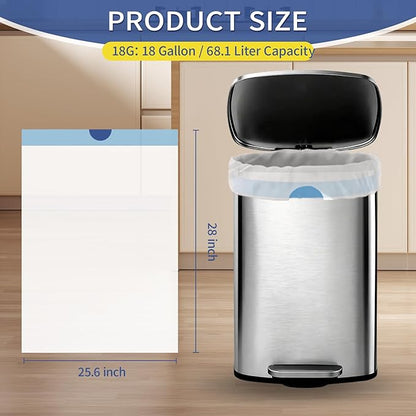 18 Gallon Trash Compactor Bags with Drawstring - 120 Count Heavy Duty 1.7 Mil Garbage Bags 68 Liter Tall Kitchen Bin Liners Unscented White for Home Yard Lawn