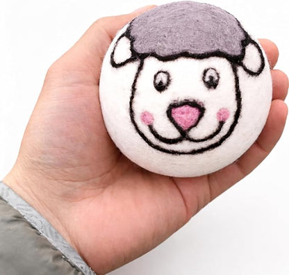 Wool Dryer Balls 6-Pack 100% Natural New Zealand Wool, Handmade in Nepal Reusable Laundry Balls, Faster Drying, Softer Clothes, Anti-Static, Dryer Sheets Alternative (Sheep)
