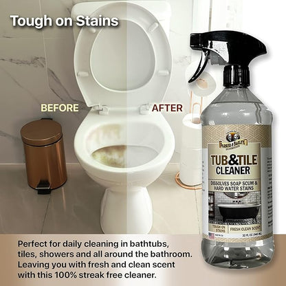 PARKER & BAILEY Tub & Tile Cleaner - Bathroom Cleaner Shower Cleaner Spray Tub Cleaner Soap Scum Remover for Shower Hard Water Stain Remover Household Cleaning Spray Multi Purpose Spray Cleaner, 32 Oz