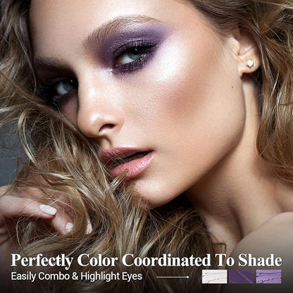 Neutral Eyeshadow Stick Makeup 6PCS Set, Pink and Purple Metallic Shimmer Matte Cream Eye Shadow Eyeliner Brightener Pencil Crayon - PURPLE MARTINI