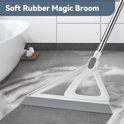 Multifunction Magic Broom, Squeegee Broom for Floor, Rubber Silicone Broom for Floor Cleaning, Magic Broom Sweeper for Living Room, Kitchen, Bathroom-Easy Dry The Glass (Grey, 54 INCH)