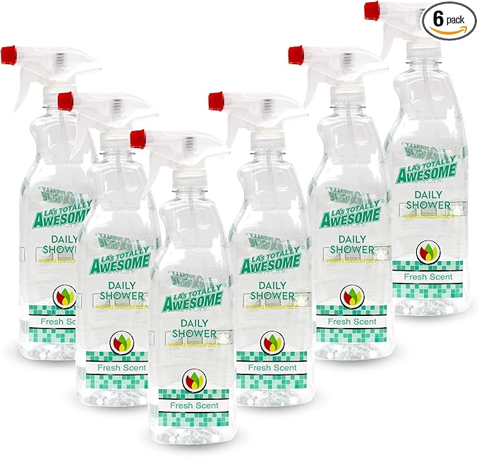 La's Totally Awesome Daily Shower Cleaner Spray, For Showers, Tubs and more, Plant-Derived Formula, 32 Fl Oz (Pack of 6)