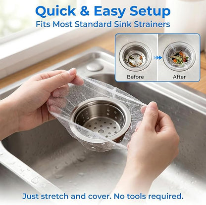 RAINFLOW 400 PCS Disposable Kitchen Mesh Sink Strainer Bag - Kitchen Sink Food Catcher Mesh Bag Elastic Net Drain Hair Catcher Strainer Bags for Drain Anti-Clogging Collecting Food Waste (4 x 4 Inch)