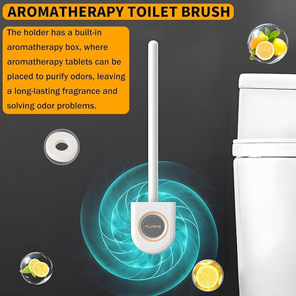Toilet Brush, 2 Pack Silicone Toilet Brush Wall-Mounted Toilet Brush with Aromatherapy Tablets Silicone Toilet Brushes and Holders Toilet Scrubber with Silicone Bristles