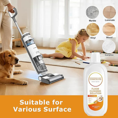 4 Packs Floor Cleaning Solution Compatible with Tineco iFloor & Floor One Cleaner Solution Orange Scented Deep Clean Residue & Streak Free for Multiple Hard Floors, for All Robotic Vacuum Mop Solution