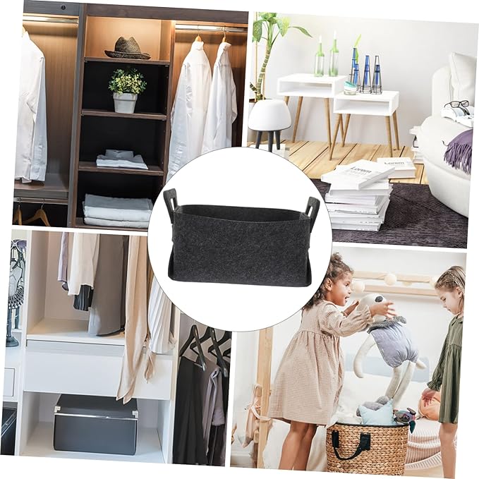 iplusmile Foldable Laundry Basket Organizer with Handles Felt Storage Bin for Dirty Clothes Household Items Sturdy Collapsible Hampers for Bedroom Nursery Closet Deep Gray