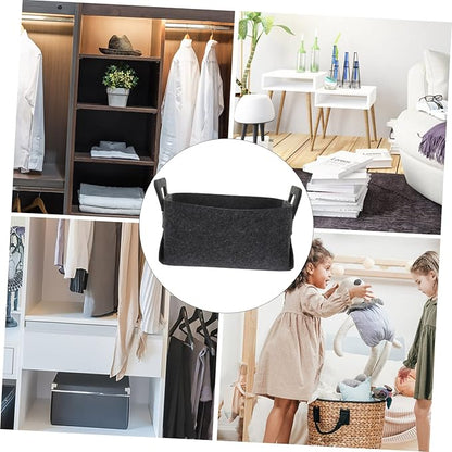 iplusmile Foldable Laundry Basket Organizer with Handles Felt Storage Bin for Dirty Clothes Household Items Sturdy Collapsible Hampers for Bedroom Nursery Closet Deep Gray
