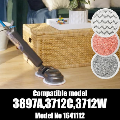 Rotating Mop Replacement Pads Compatible with Bissell Spin-Wave 3897A 3712C 3712W SmartSteam Scrubbing Steam Mop, Spinwave Mop Pads 12 Pack