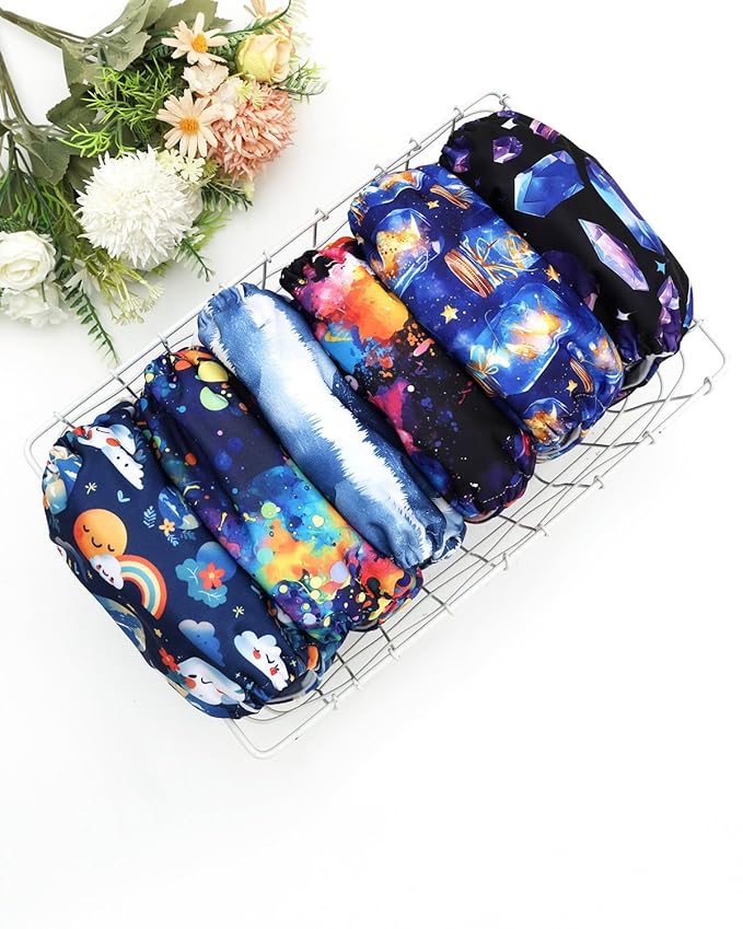 ALVABABY Baby Cloth Diapers 6 Pack with 12 Inserts Cloth Diaper Covers Adjustable Washable Reusable for Baby Girls and Boys