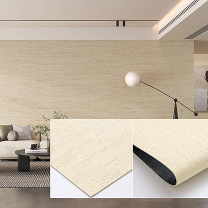3D Wall Panels Peel and Stick – 15.7"x110" PVC Faux Travertine Texture, Self Adhesive Waterproof Wall Covering, DIY Accent Wall, Sofa Background Backsplash & Modern Home Decor, Covers 12 sq.ft