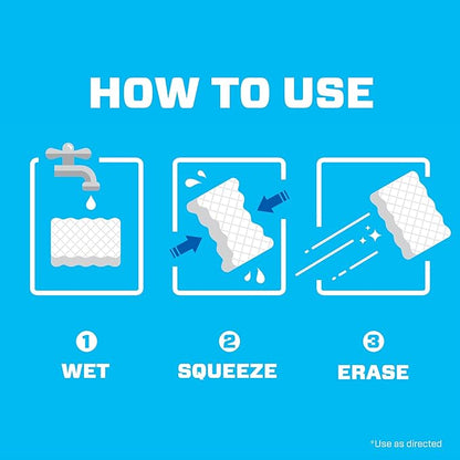 Mr. Clean Magic Eraser Sponge, All Purpose Cleaner, Cleaning Scrubber, Wall Cleaner, Sneaker Cleaner, Kitchen, Bathroom, Shower Cleaning Supplies, Melamine Sponge, Cleaning Pads, Extra Durable, 4ct