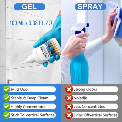 Home Stain Cleaner Gel, Home Remover Gel for Washing Machine, Refrigerator Strips, for Tiles Grout Sealant Home Kitchen Sinks Bathroom Cleaning Cleaning Grout Cleaner - 3.38 Fl oz