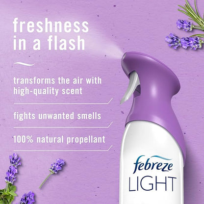 Febreze Air Mist Air Freshener Spray, Odor-Fighting Room Spray, Air Fresheners for Home and Bathroom and Kitchen, Aerosol Can, Light Lavender Scent, 8.8oz, 2 Count