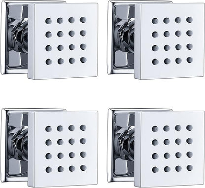 HOMEDEC Square Brass Shower Body Spray Spa Massage Jet, 4pcs