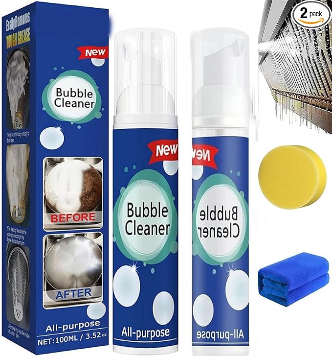 All Purpose Rinse Cleaning Spray, Bubble Cleaner Foam Spray, Foaming Heavy Oil Stain Cleaner Kitchen Spray, Foam All-Purpose Household Cleaners Cleaning Supplies (100ml*2)