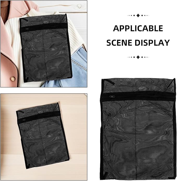 CHILDWEET Black Mesh Laundry Bag for Delicates 15.6X15.6 Inch Breathable Washing Bag for Washing Machine Use and Travel Clothes Storage Organizer