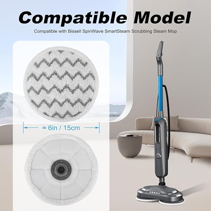 Sgizoku 3897A Steam Mop Pads for Bissell SpinWave SmartSteam Scrubbing Steam Mop - Replacement Rotating Mop Head Fit 3897A 3712 3712W, Model No 1641112 (12Pack