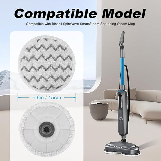 Sgizoku 3897A Steam Mop Pads for Bissell SpinWave SmartSteam Scrubbing Steam Mop - Replacement Rotating Mop Head Fit 3897A 3712 3712W, Model No 1641112 (12Pack