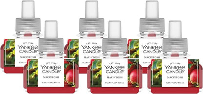 Yankee Candle ScentPlug Refill for Plug in Air Fresheners, Scented Oil Refills, Long Lasting Home Fragrance, Macintosh (Pack of 6)