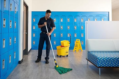 Rubbermaid Commercial Products WaveBrake 35 Qt. Side-Press Mop Bucket and Wringer Combo on Wheels Yellow for Professional/Industrial/Business Heavy-Duty Floor Cleaning/Mopping