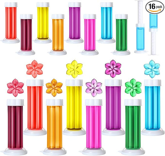 16 Pcs Flower Toilet Gels 224 Count 8 Kinds Stamp Bowl Gel Scent Toilet Stain Removal Cleaner Air Freshener Flower Stamps Pack for Bathtubs Bathroom