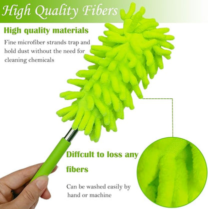 M-Jump 3 Pack Retractable Long-Reach Washable Duster for Cleaning, Microfiber Hand Duster Brush with Telescoping Pole for Cleaning Car, Window, Furniture, Office