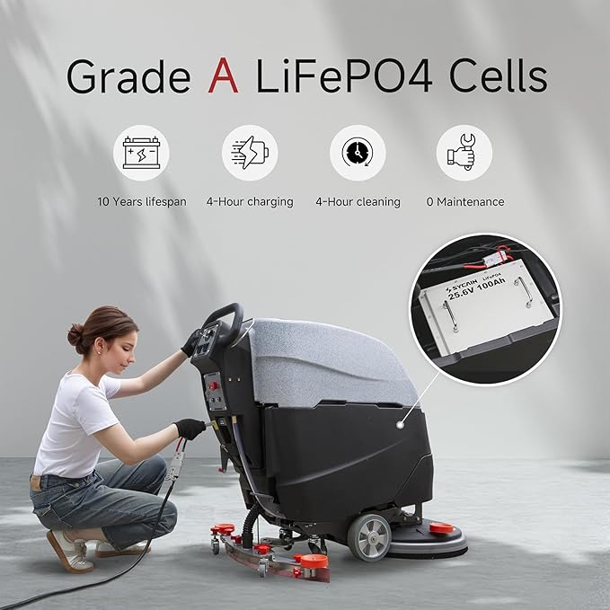 AF2217 Self-Propelled Auto Floor Scrubber with Traction Drive, 22" Path, 17-Gal Tank, Up to 38,000 ft²/h, Lithium Battery for Warehouses, Schools, Hospitals, Airports