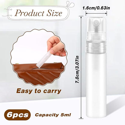 Mozeat Lens 6 PCS 5ml Mini Spray Bottle Plastic Portable Travel Bottle Fine Mist Refillable Mini Perfume Sample Bottles Clear Plastic Spray Bottle Empty for Cleaning Travel Essential Oils