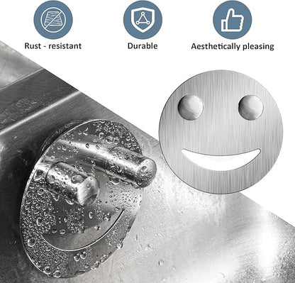 Yoshiky 3 Pack Stainless Steel Smiley Face Dish Sponge Holder, Silver Sink Caddy Organizer Storage with Suction Cup for Kitchen, Kitchen Accessories Decor Scrubber-Silver