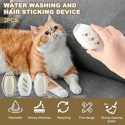 2 Pcs Reusable Lint Roller for Pet Hair, Portable Mini Lint Roller for Clothes, Washable Gel Lints Remover Tool Extra Sticky Cleaner for Clothes Sofas Hair Debris Dust (Color:White)