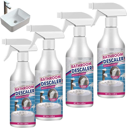 Stubborn Stains Cleaner,Bathroom Descaler,Jetted Bathtub Cleaner,Powerful Descaling Cleaning,60ml Limescale Cleaner, Bubble Cleaner Foam Spray for Toilet Bath Shower Glass (4Pcs)