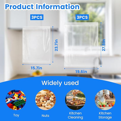 6-Pack Heavy Duty Oven Rack Cleaning Bags, Reusable No-Scrub Soaking Bags for Grill Grates & BBQ Racks, Leak-Resistant PE Material
