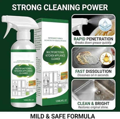 Multifunctional Kitchen Appliance Cleaner Spray Degreaser For Stove Oven Microwave Stainless Steel Pan Liquid Scrubber Remove Grease Oil Stain Residue Surface Brightening Polish 120ml(2PCS)